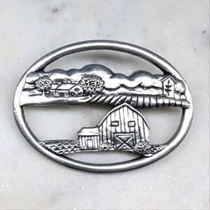 Seagull Canada Pewter Farm Brooch Signed By Etain Zinn
